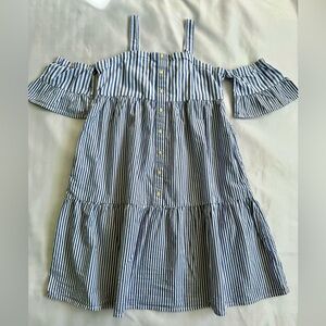 Chic Striped Blue and White Kids Dress